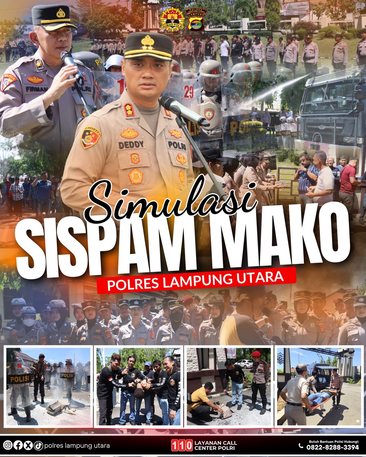 Tingkatkan Keamanan, Polres Lampung Utara Gelar Simulasi Sistem Pengamanan Mako