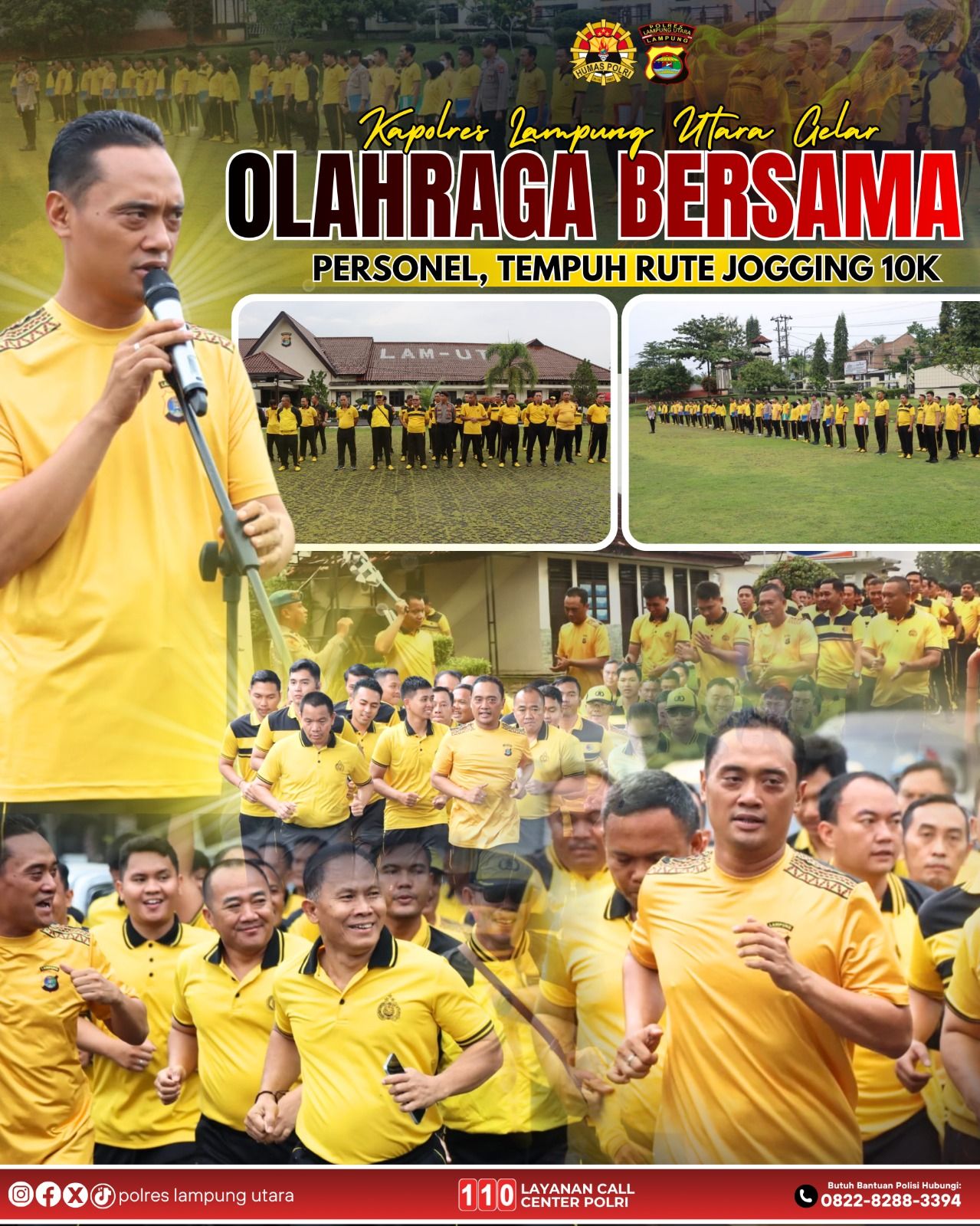 Kapolres Lampung Utara Gelar Olahraga Bersama Personel, Tempuh Rute Jogging 10K