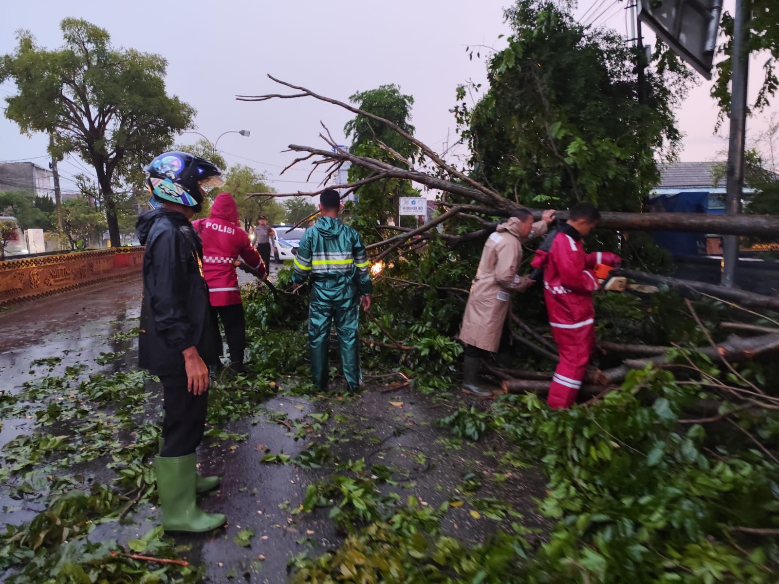 Satgas Bencana Polres Lampung Utara Gerak Cepat Evakuasi Pohon Tumbang di Sejumlah Titik