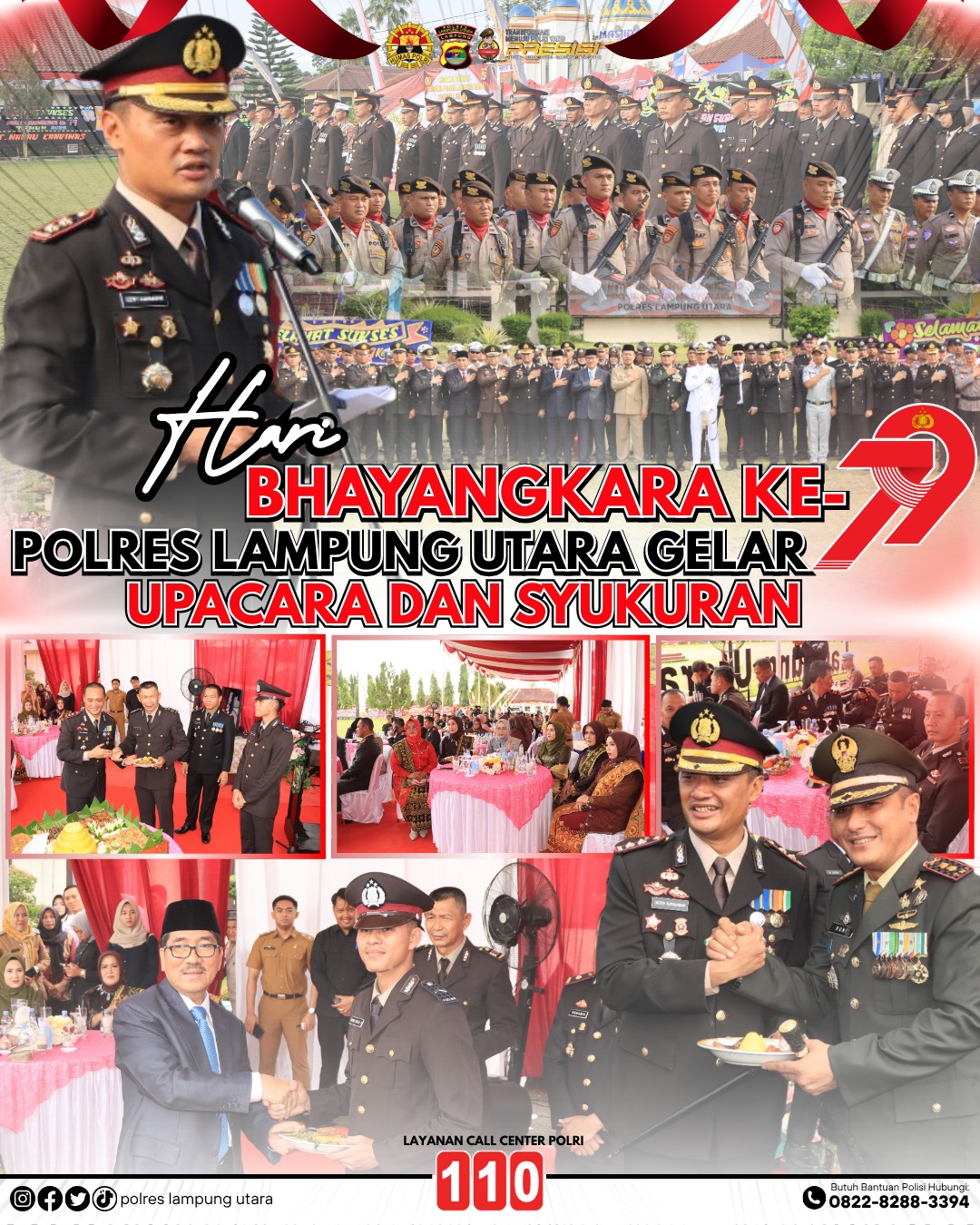 Hari Bhayangkara Ke-79, Polres Lampung Utara Gelar Upacara dan Syukuran