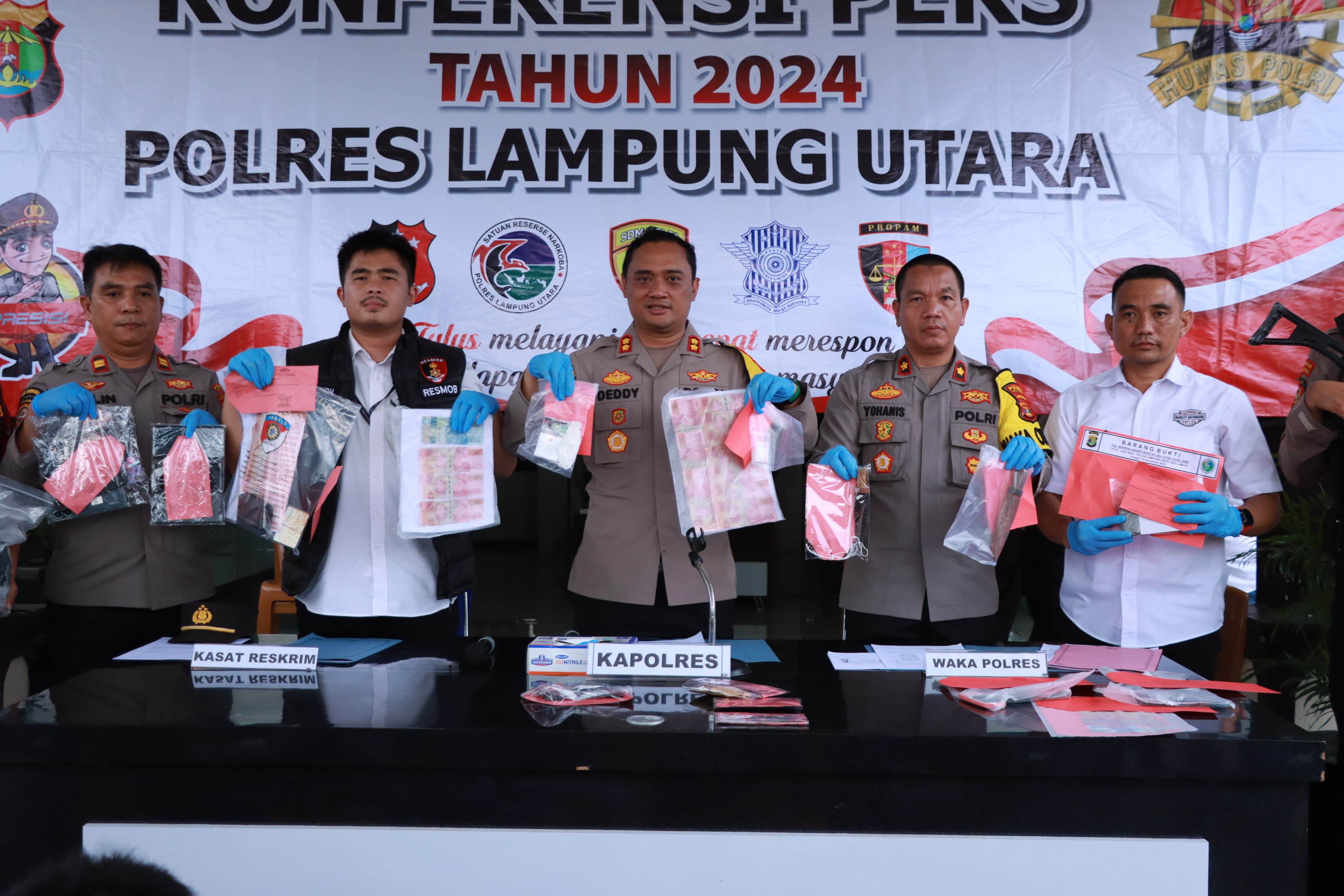 Dukung Asta Cita Presiden, Dalam Sepekan Polres Lampung Utara Ungkap 9 Kasus Kejahatan Dengan Mengamankan 14 Tersangka