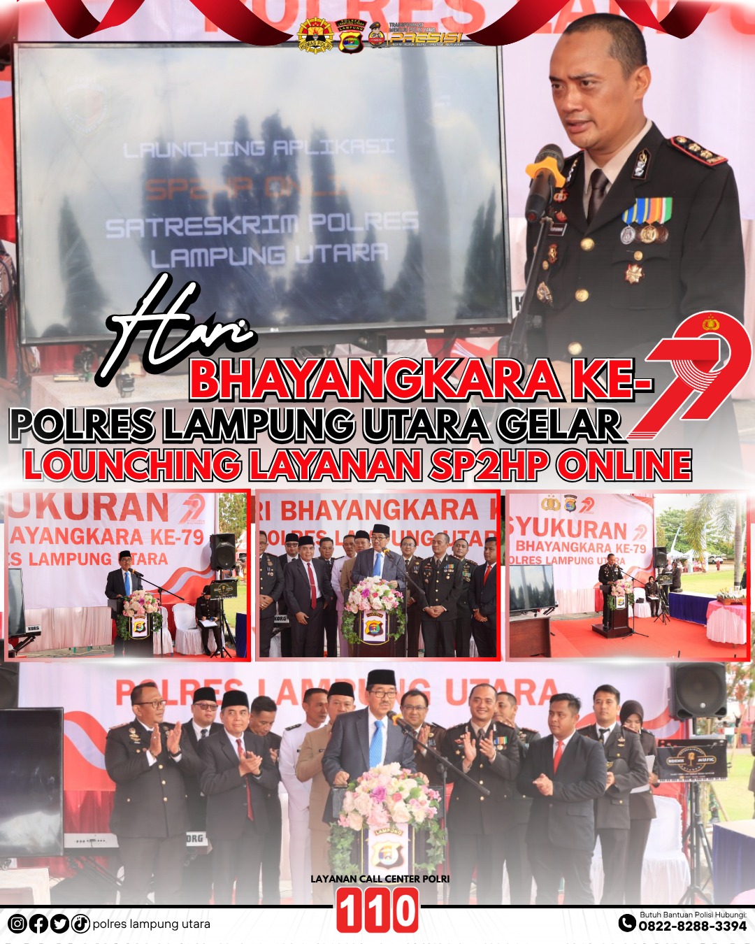 Hari Bhayangkara Ke-79, Polres Lampung Utara Launching Layanan SP2HP Online
